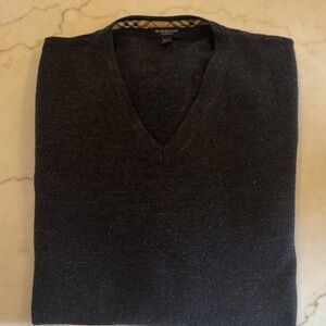 Burberry Charcoal V-Neck Men's Sweater